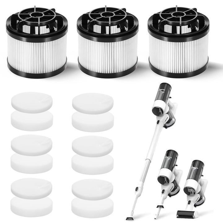 3 Stück Ersatzfilter für Levoit LVAC 200 Akku Staubsauger, Hochleistungsfilterung, mit 6 Vormotorefi