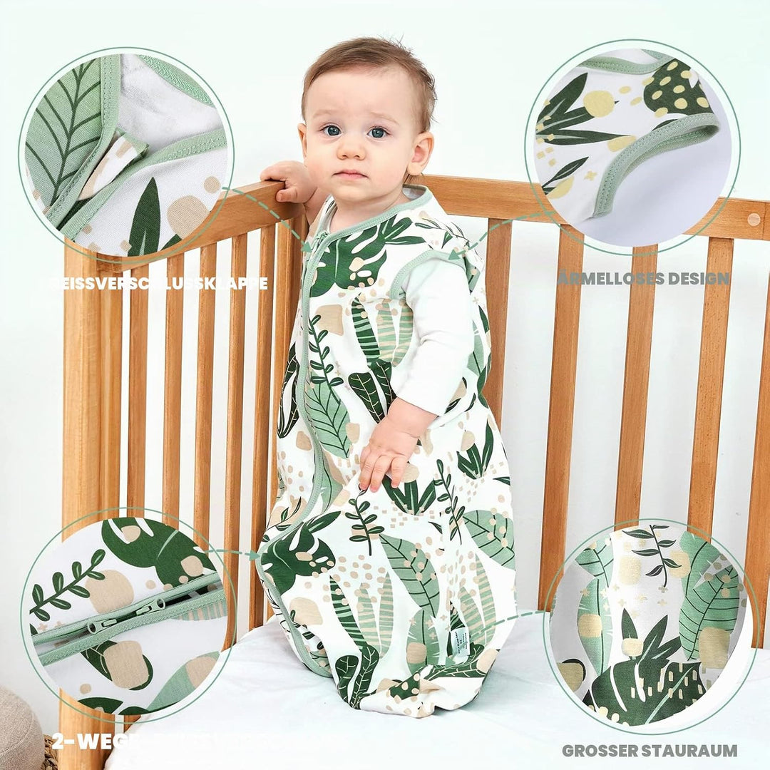 Yoofoss Schlafsack Baby Sommer 0.5 Tog - 2er Pack 67cm/0-6 Monate 100% Baumwolle Sommerschlafsack Ba