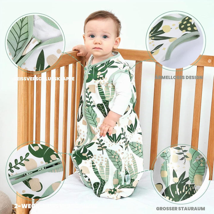 Yoofoss Schlafsack Baby Sommer 0.5 Tog - 2er Pack 67cm/0-6 Monate 100% Baumwolle Sommerschlafsack Ba