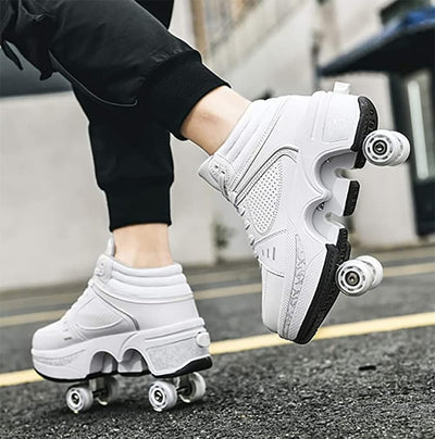 Schuhe mit Rollen LED Leuchtend Skates 4-Rad Verstellbare Rollschuhe Verstecktes Rad für Laufsportsc