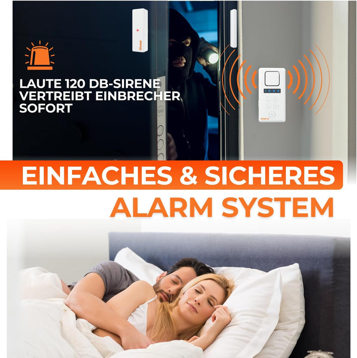 tiiwee X3 Alarmanlage für das Haus - Komplette Alarmanlage mit X3-Sirene, 4 Fenster- &amp; Tür Sensoren