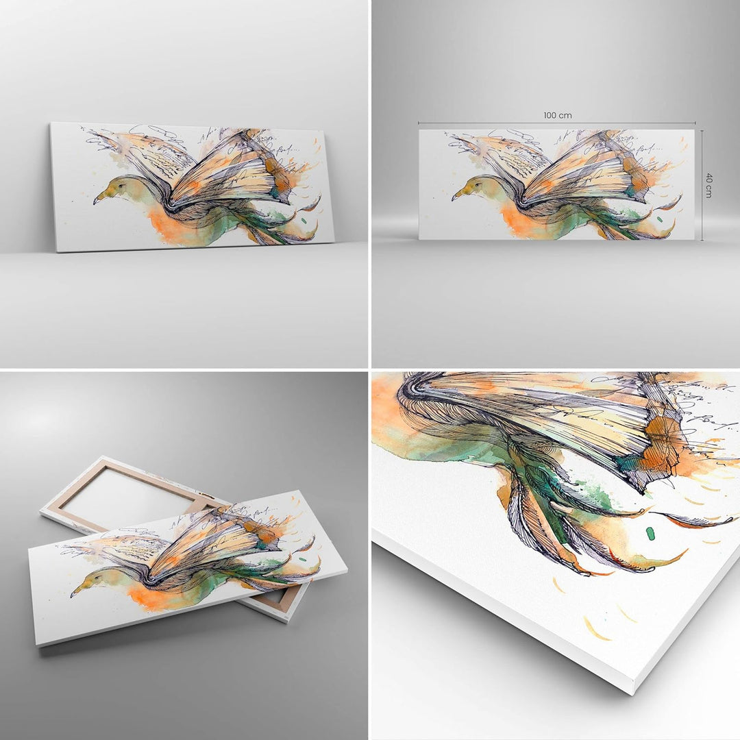 Panorama Bilder auf Leinwand 100x40cm Leinwandbild Vogel Fantasie Konzept Gross Wanddeko Bild Schlaf