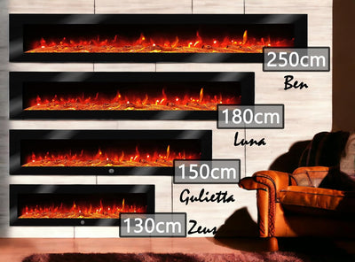 Elektrokamin Wandkamin Ben 250cm mit LED Flammensimulation - Farbwechsel - inkl. Fernbedienung, Time