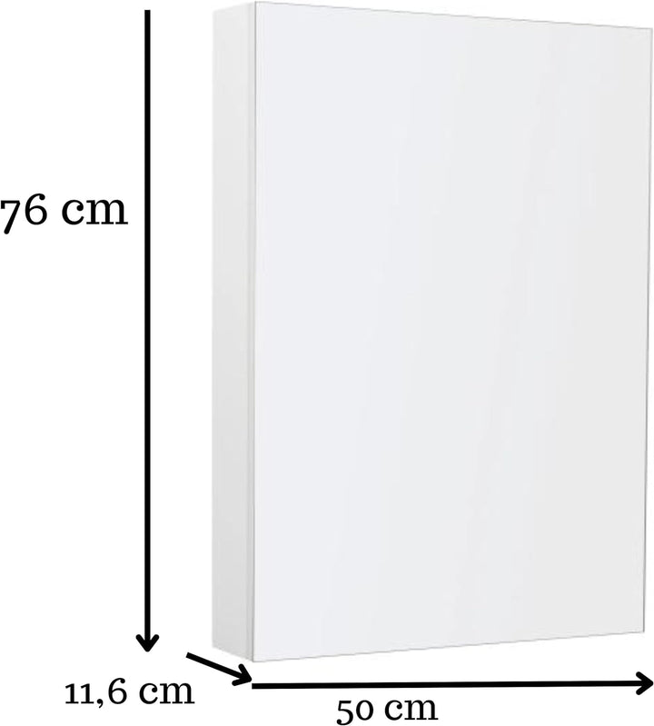 Deftrans Domodomo Weisser wandmontierter Badezimmerschrank mit Spiegel Reflection wandmontierter sch