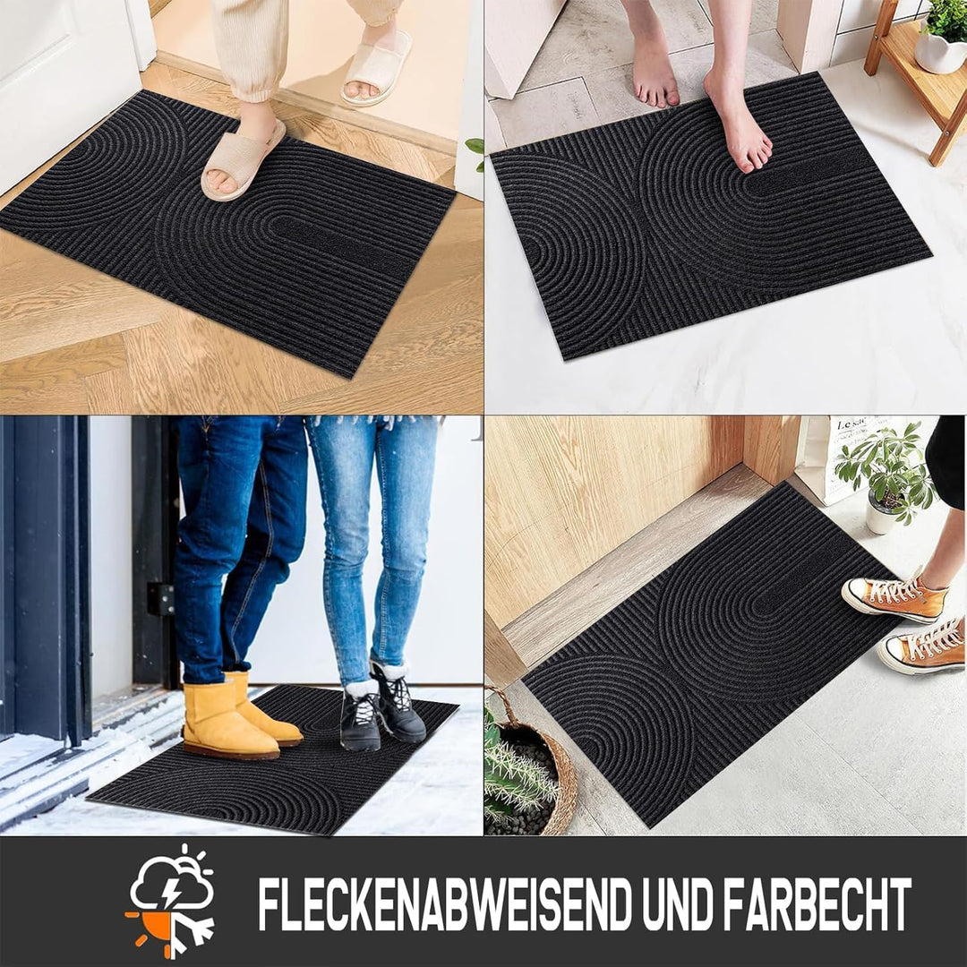 Fussmatte 60x90 cm Innen und Aussen - rutschfeste Schmutzfangmatte - Waschbar Fussmatte, Wasserdicht