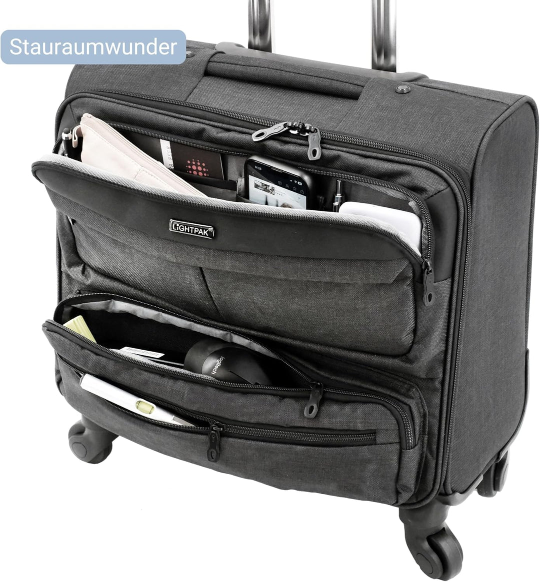 LIGHTPAK Business Laptop Overnight Trolley Ronney, Rollkoffer aus 600D Nylon, Reisekoffer mit 4 Roll