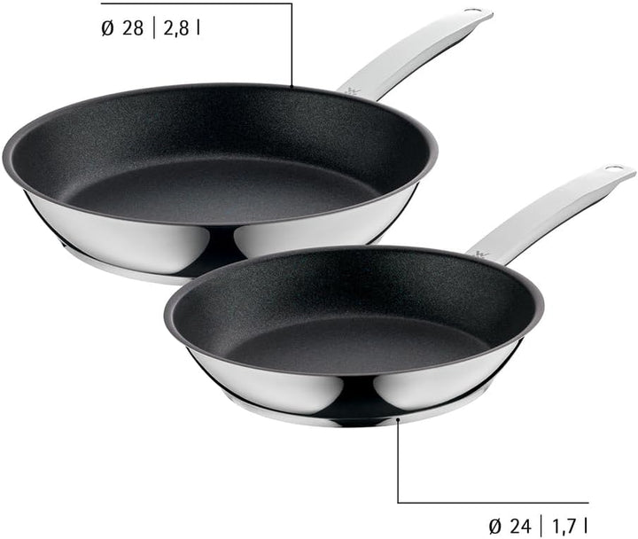 WMF Permadur Advance Pfannenset Induktion 2-teilig, Bratpfanne 28 + 24 cm, Edelstahlpfanne, Cromarga
