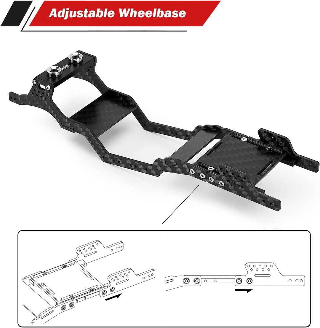 INJORA 35g Universal LCG Carbon Fiber Chassis Rahmen Kit für 1/24 Axial SCX24 C10 Wrangler Bronco De