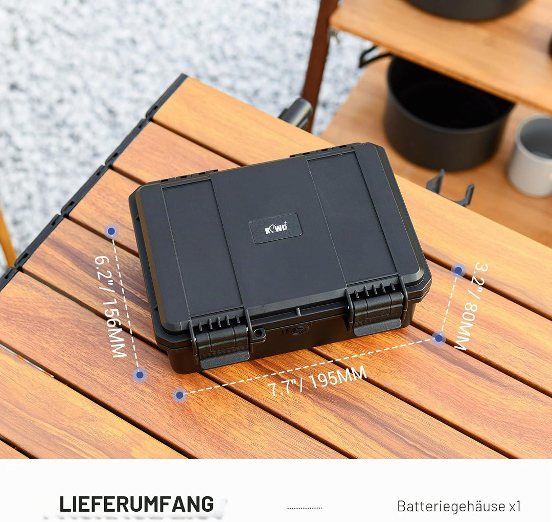 KIWIFOTOS Batterie-Organizer mit 15 Steckplätzen, Typ D, robust, IP67, wasserdicht, LR20/D/AM1 Zelle