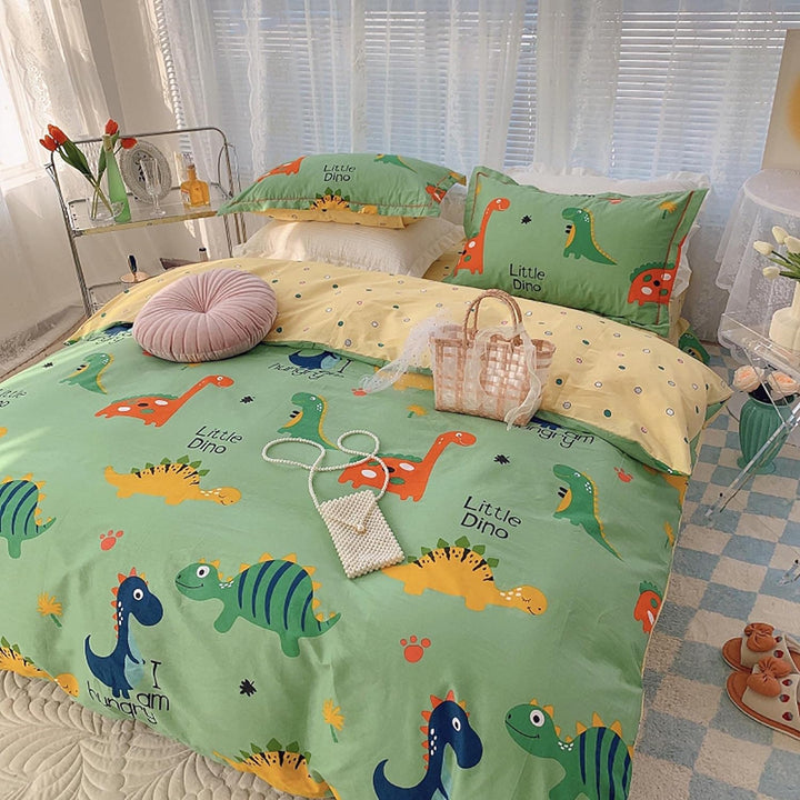 GETIYA Dino Bettwäsche 135x200 Jungen Kinder Bettwäsche Dinosaurier 100% Baumwolle Bettbezug Dino Mu