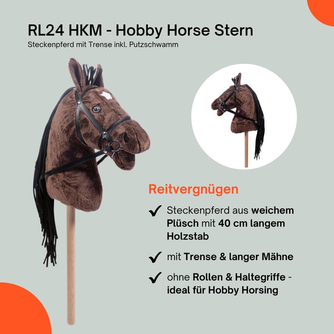 RL24 HKM - Hobby Horse Stern inkl MagicBrush | Steckenpferd mit Trense | Spielpferd aus Plüsch mit H
