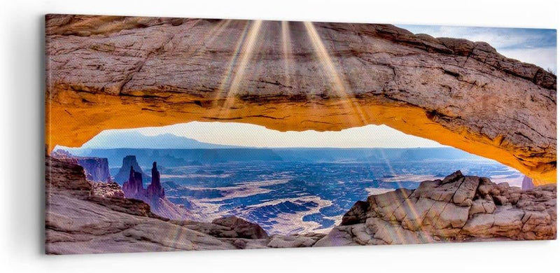 Wandbilder Dekoration Wohnzimmer Felsen Ansicht Landschaft Panorama Bilder auf Leinwand 120x50cm Lei