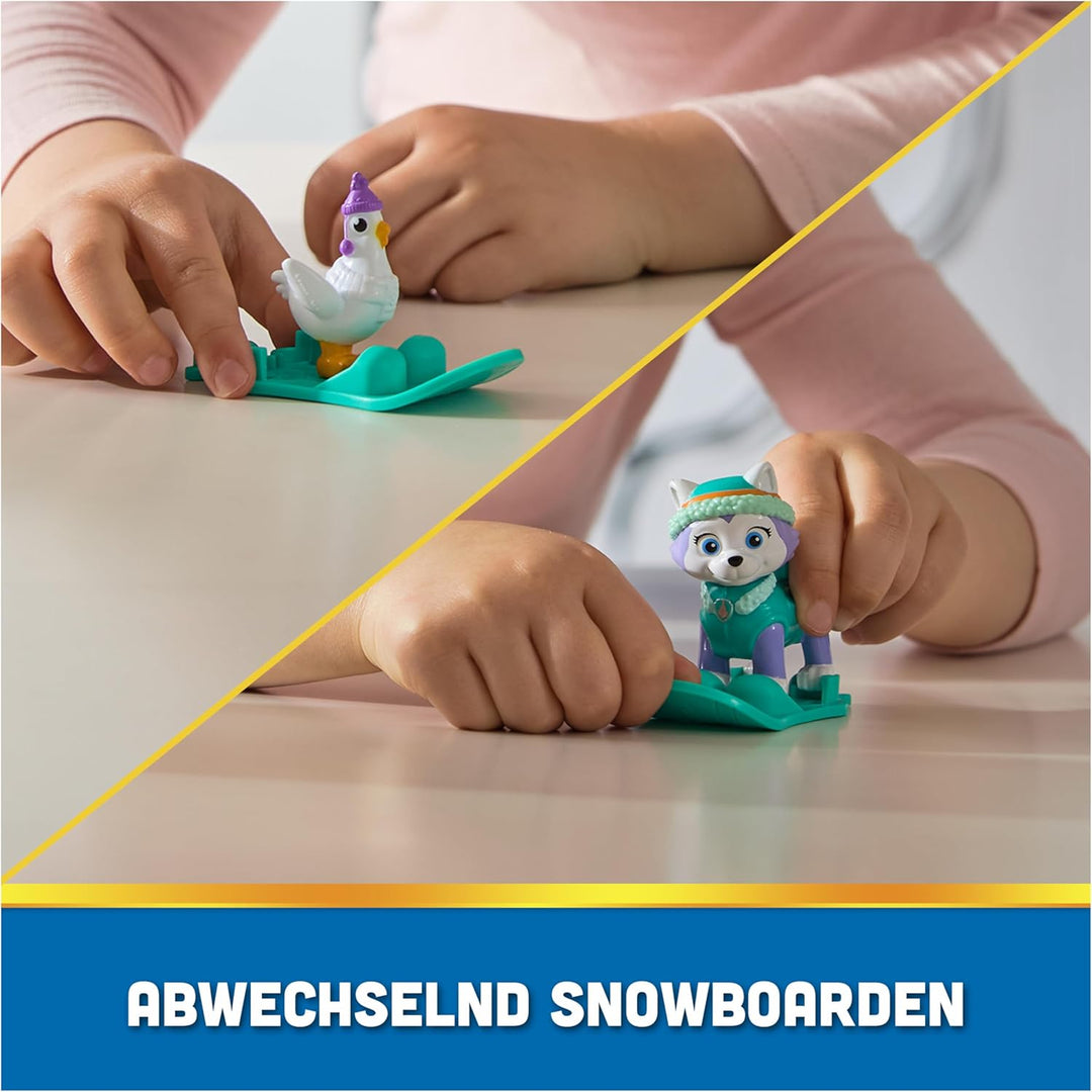 PAW Patrol – Schneemobil mit Everest-Figur, Snowboard und Henrietta-Figur (Deluxe Fahrzeug), Spielze