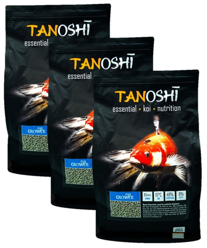 Tanoshi Koifutter - Grower Plus 15 kg 6mm | Schwimmendes Allein-Koifutter für maximales Koi-Wachstum