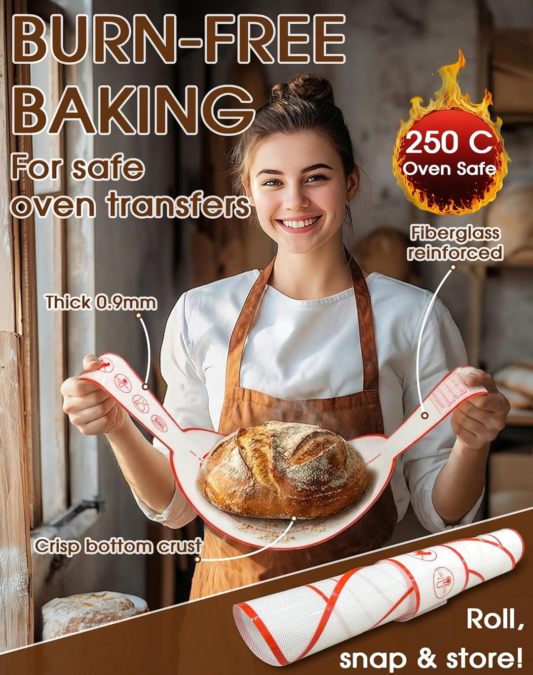 10-teilig Sauerteig Starter Set mit Gärkörbchen Rund mit Gärtuch Sowie Gärglas mit Spatel und Bäcker
