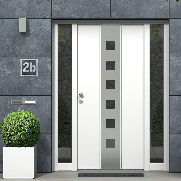 Graviers Design Hausnummer aus V2A Edelstahl 230x230mm - Anthrazit RAL 7016 - Wetterfest Rostfrei In
