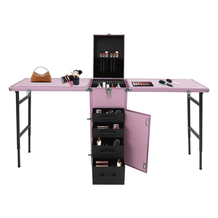 Kosmetikkoffer Rollbarer Maniküretisch Faltbare Nagelstation, Make Up Koffer Gross Kosmetik Trolley