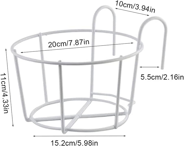 Bhina 2 Stücke Geländer Pflanzgefässe Blumentopf,Blumentopfhalter,Runder Blumentopf Garteneisen,Blum