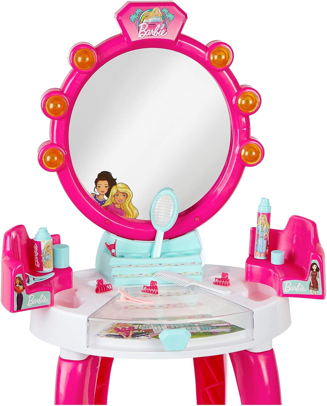 Klein Theo 5328 Barbie Schönheitsstudio mit Licht- und Soundfunktion | Schwenkbare Ablageflächen und