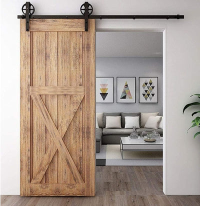 CCJH 200CM (6.6FT) Schiebetürbeschlag Set Schiebetürsystem Laufschiene für Schiebetür Hängeschiene f