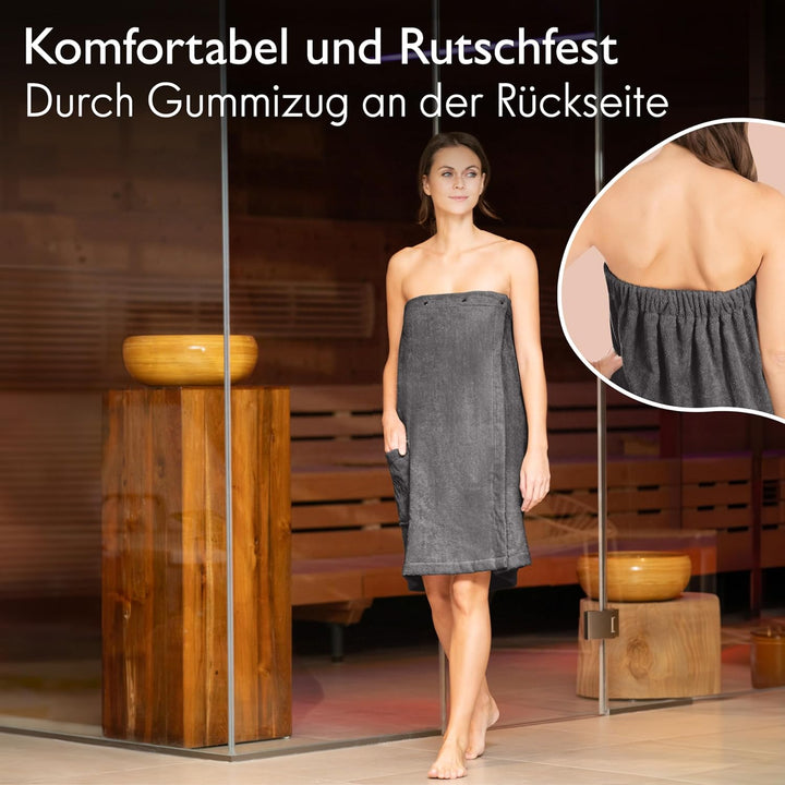 Liebenstein® Premium Saunakilt Damen mit Knöpfen - in 2 Grössen - aus feinster Baumwolle - ideale Pa