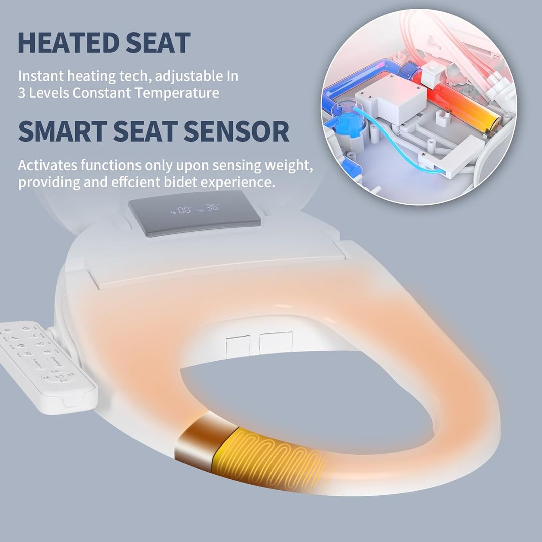 Smart Bidet Beheizter Toilettensitz, WC Dusche mit Selbstreinigungsfunktion, Warmwasser & Trockner,