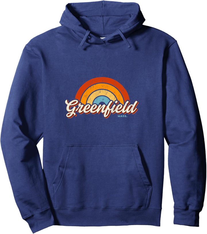 Greenfield Massachusetts MA Vintage Regenbogen Retro 70er Jahre Pullover Hoodie