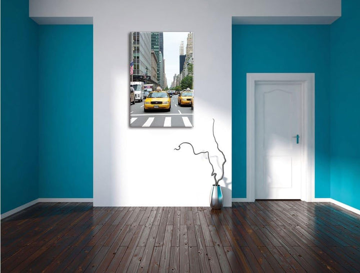 Pixxprint Taxi in New York City als Leinwandbild/Grösse: 100x70 / Wandbild/Kunstdruck/fertig bespann