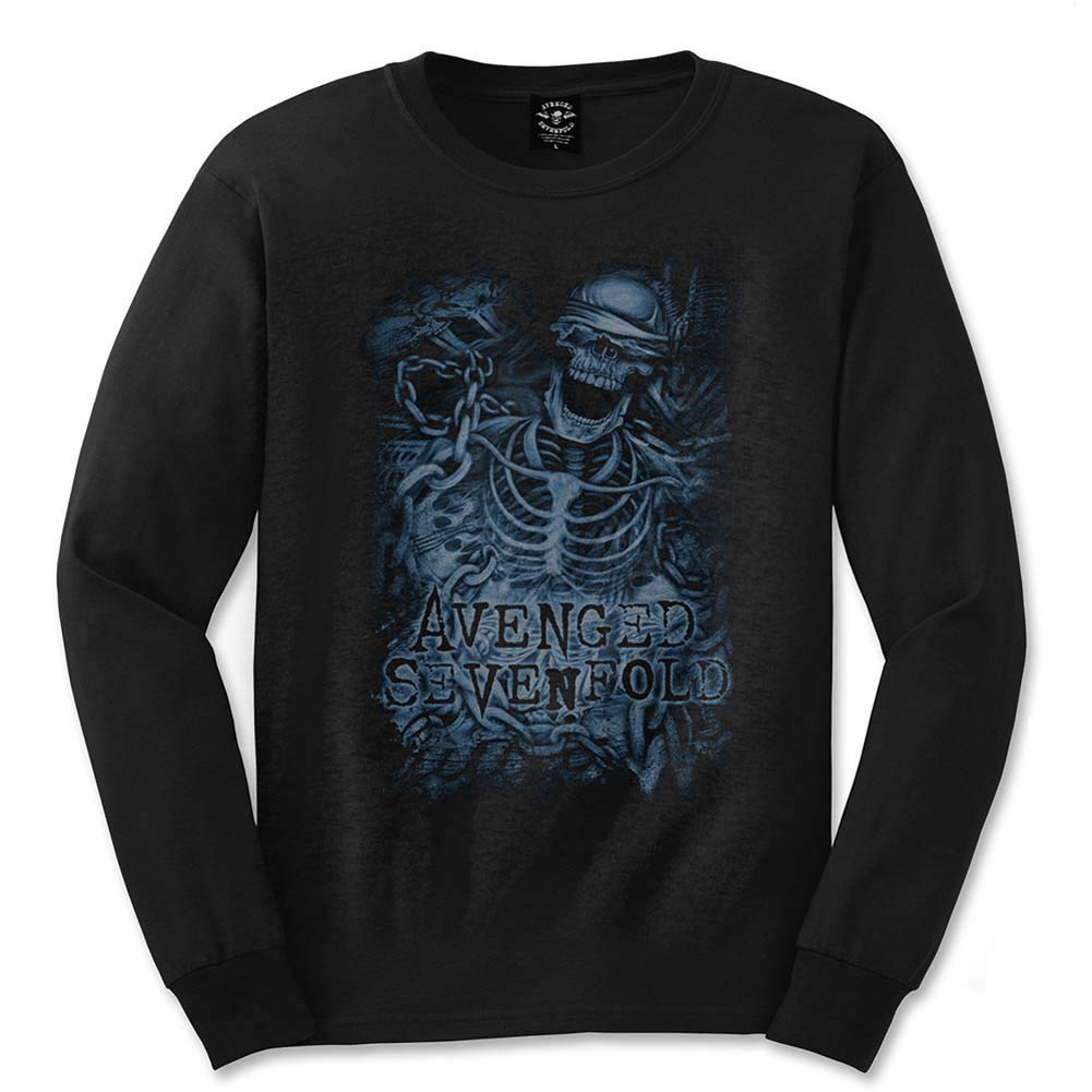 Avenged Seven Fold Herren Avenged Sevenfold Ketten-Skelett T-Shirt, Schwarz, L