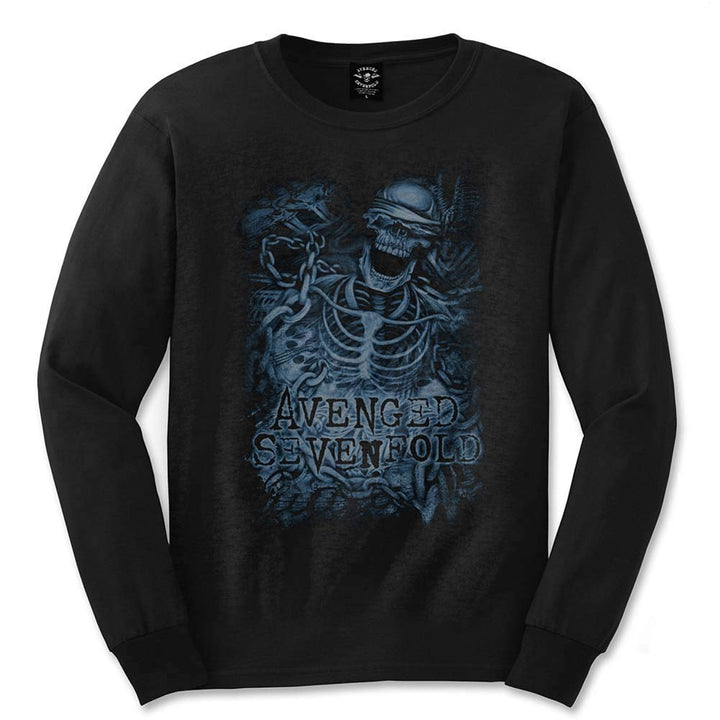 Avenged Seven Fold Herren Avenged Sevenfold Ketten-Skelett T-Shirt, Schwarz, L