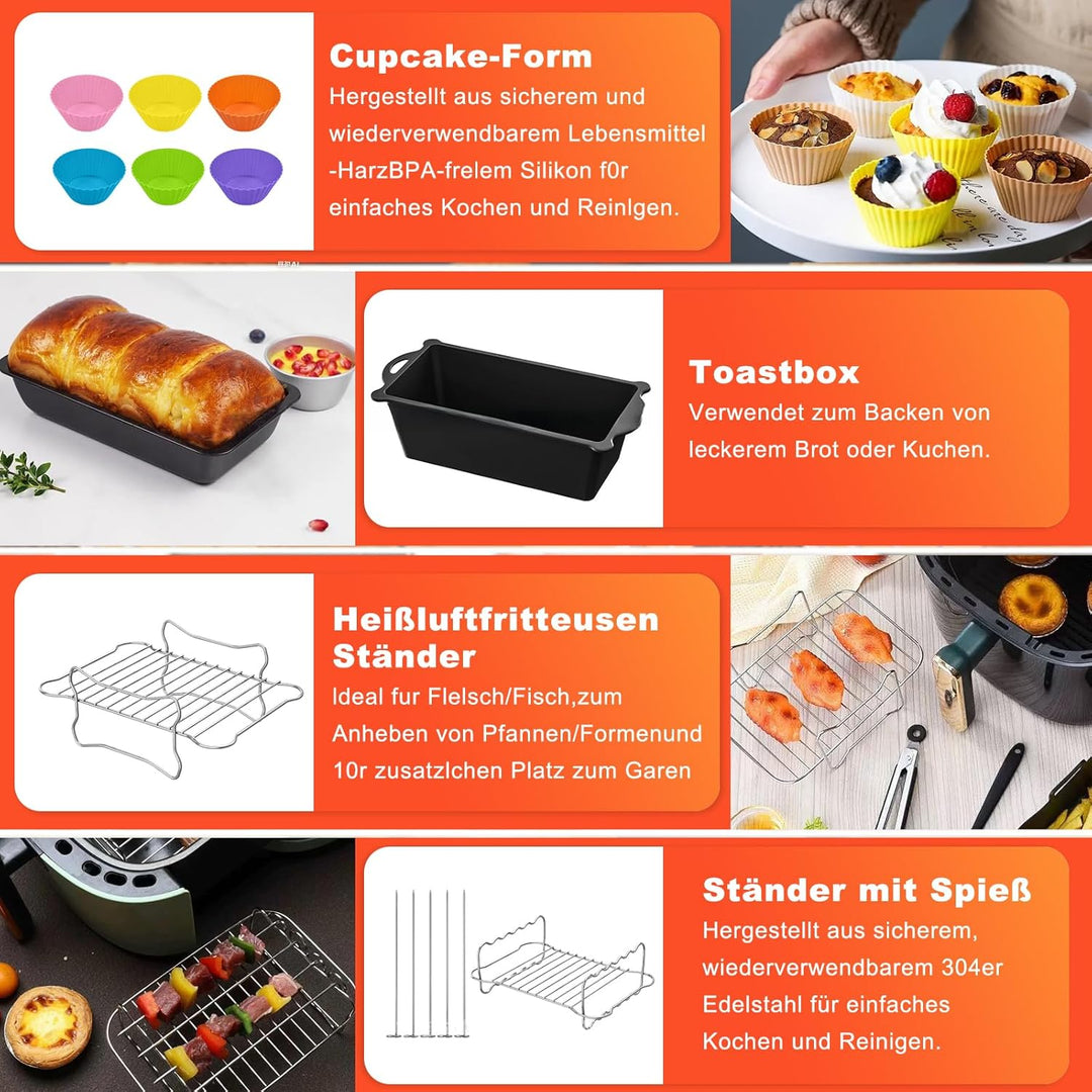 Heissluftfritteuse Zubehör für Cosori Dual Blaze Twinfry XXL 10L, Airfryer Silikonform Zubehör (1x10