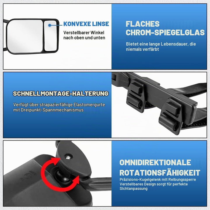 Riloer Auto-Abschleppspiegel – Wohnwagen-Aussenspiegel Anhänger-Verlängerung Doppelarm-Glas-Abschlep