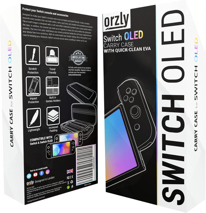 Orzly Tragetasche für Nintendo Switch OLED Konsole mit Zubehör und Spiele-Ablagefach – leicht zu rei