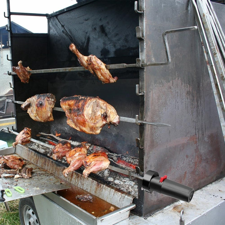 Grillmotor aus Kunststoff, elektrischer Rotisserie-Set, Grillspiess, Grillspiess, Halterung, Zubehör