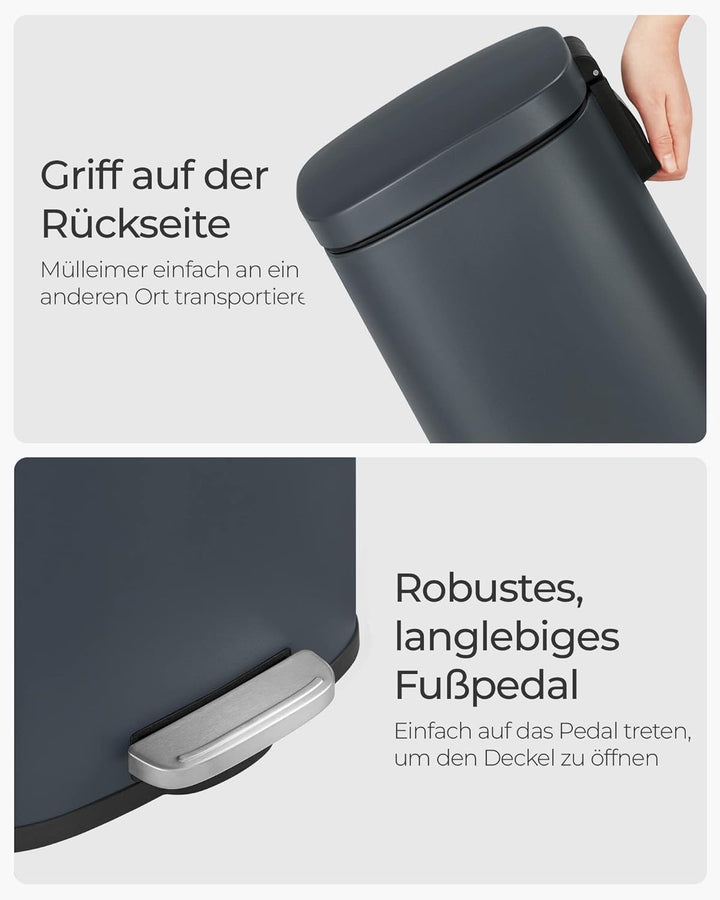 SONGMICS Mülleimer für die Küche, 30 L Abfalleimer mit Pedal, Treteimer mit Inneneimer aus Kunststof