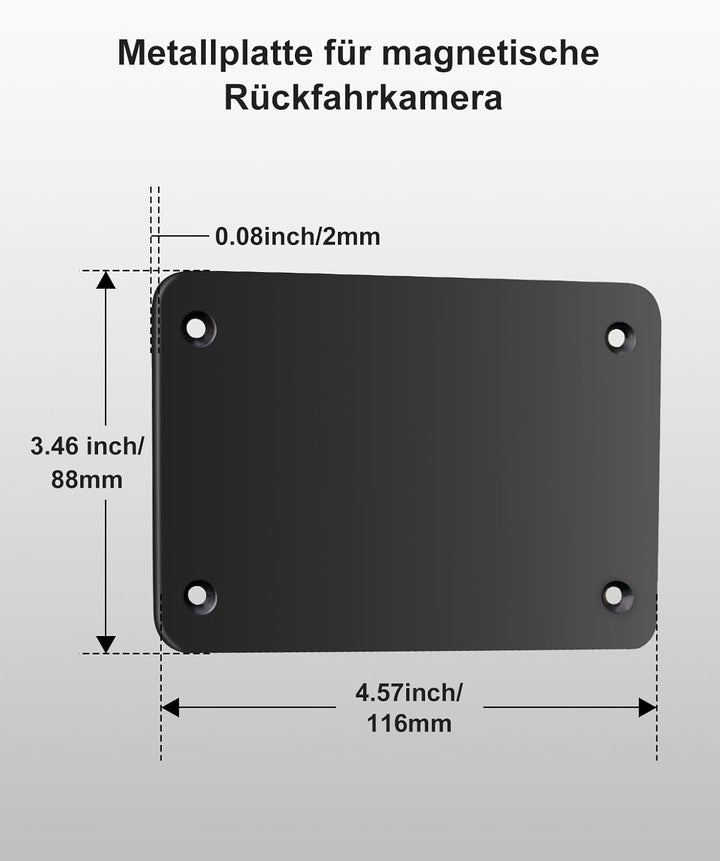 Metallplatte für Magnetische Rückfahrkamera (11,6 × 8 cm) – Für Wohnwagen & Anhänger aus Kunststoff