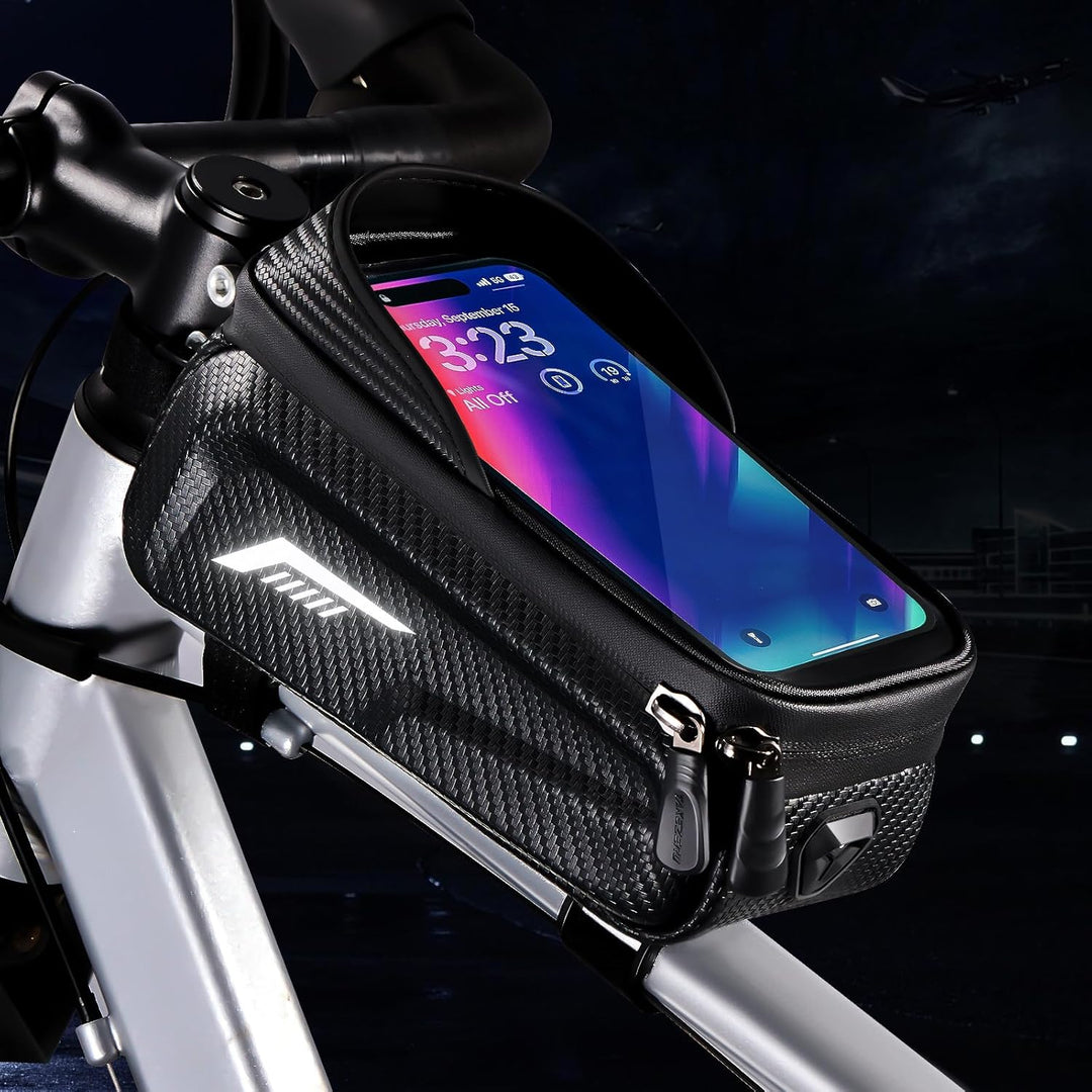 Fahrradtasche Rahmen, Wasserdicht Fahrrad Rahmentasche, Oberrohrtasche Fahrrad mit 3D Sonnenblende u