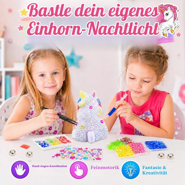 HappyGoLucky DIY Einhorn Nachtlicht Bastelset für Kinder – Einhorn Geschenke für Mädchen, Kinder Spi