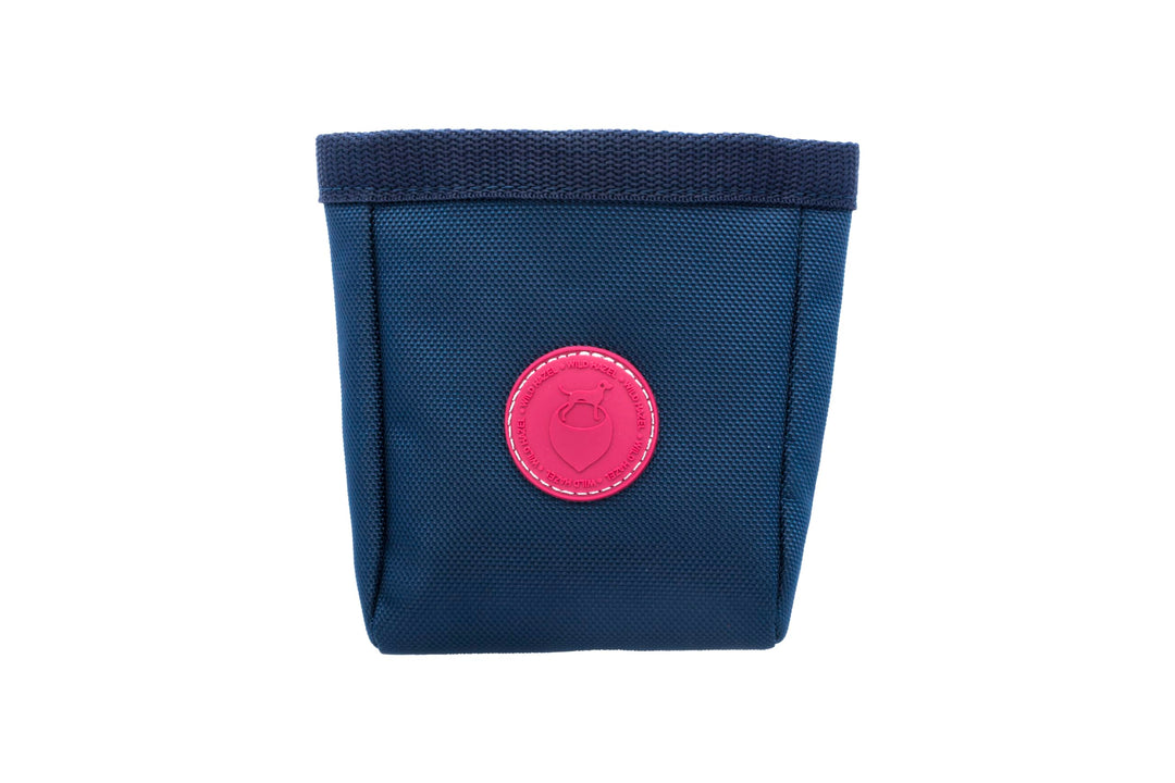 WILD HAZEL Leckerlibeutel für Hunde, Textilbeutel mit Magentverschluss und Gürtelclip (Navy Blue), N