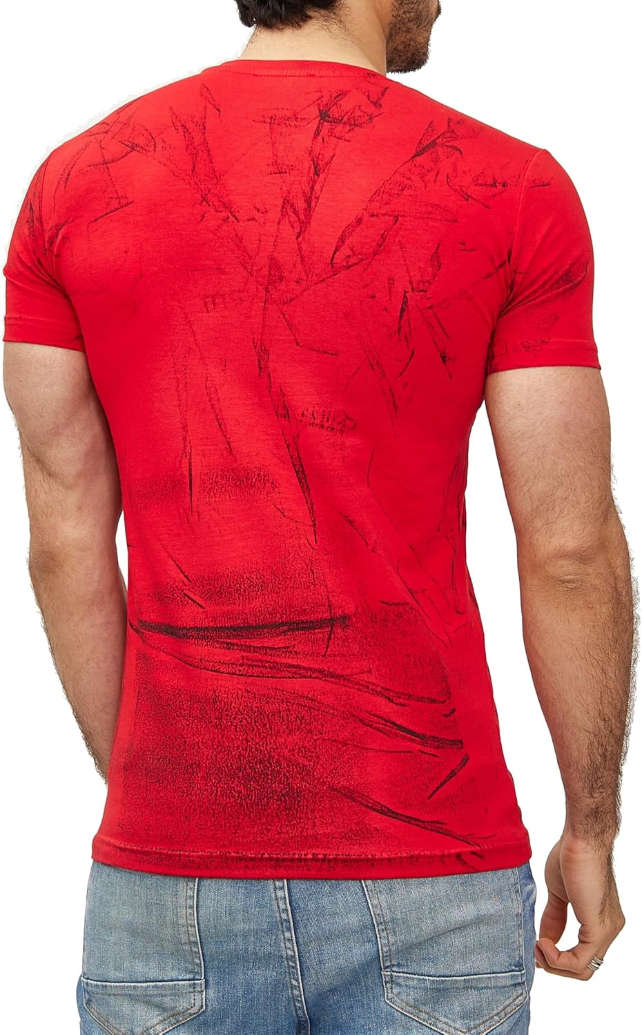 Subliminal Mode Herren-T-Shirt, gewaschen, Vintage, Rundhalsausschnitt, 3D-Druck, kurzärmlig, Grösse