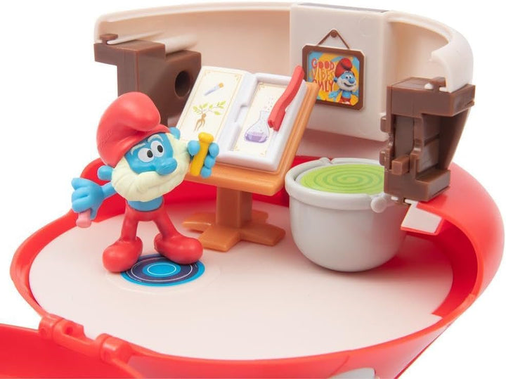 PITUFOS The Smurfs Magic Key Playset Papa House, Figurenhaus, Häuschen mit Kartoffelfigur 5 cm, Inne