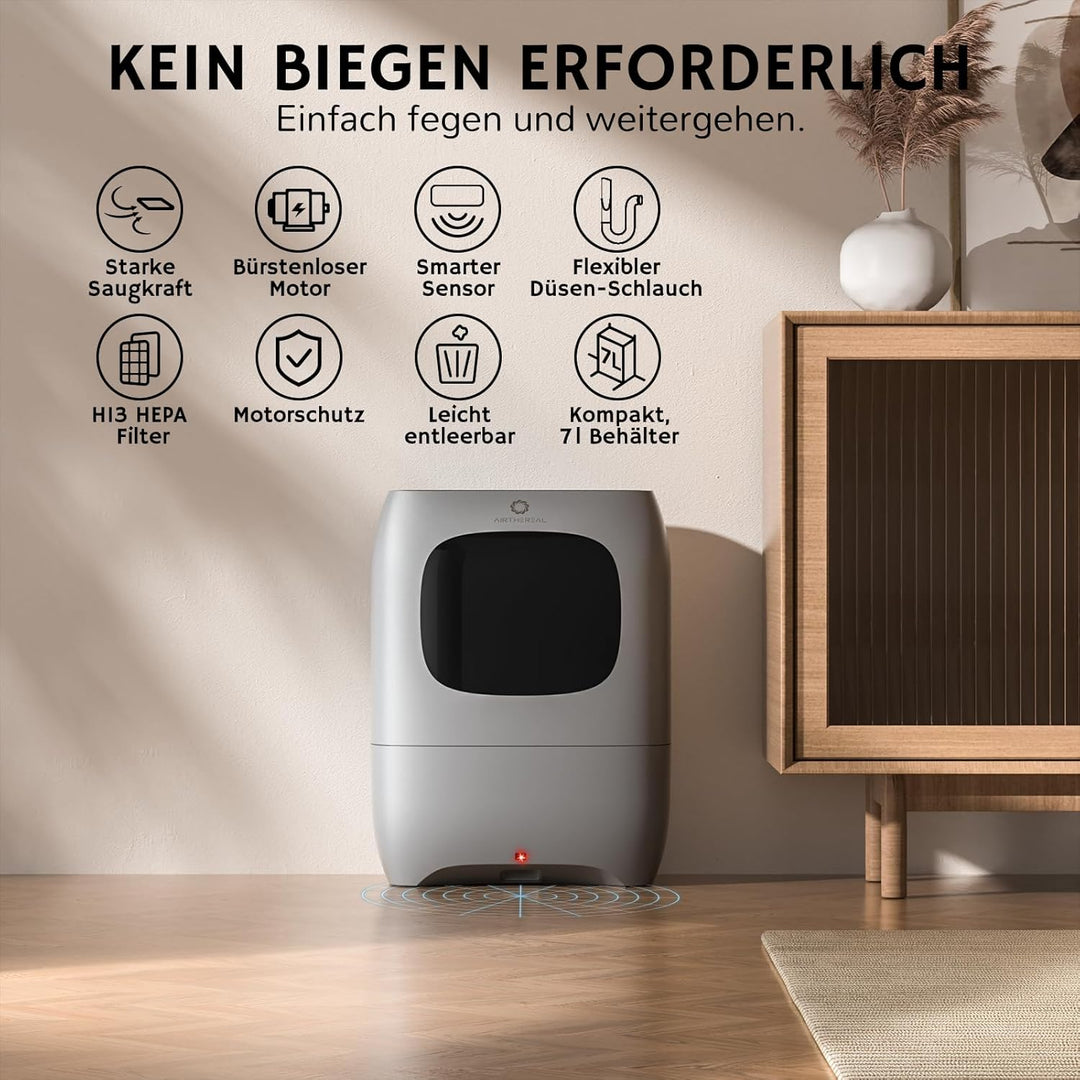 AIRTHEREAL T1 Berührungslose Saugkehrschaufel & Elektrische Kehrbesen Haarsauger – Automatisch per I