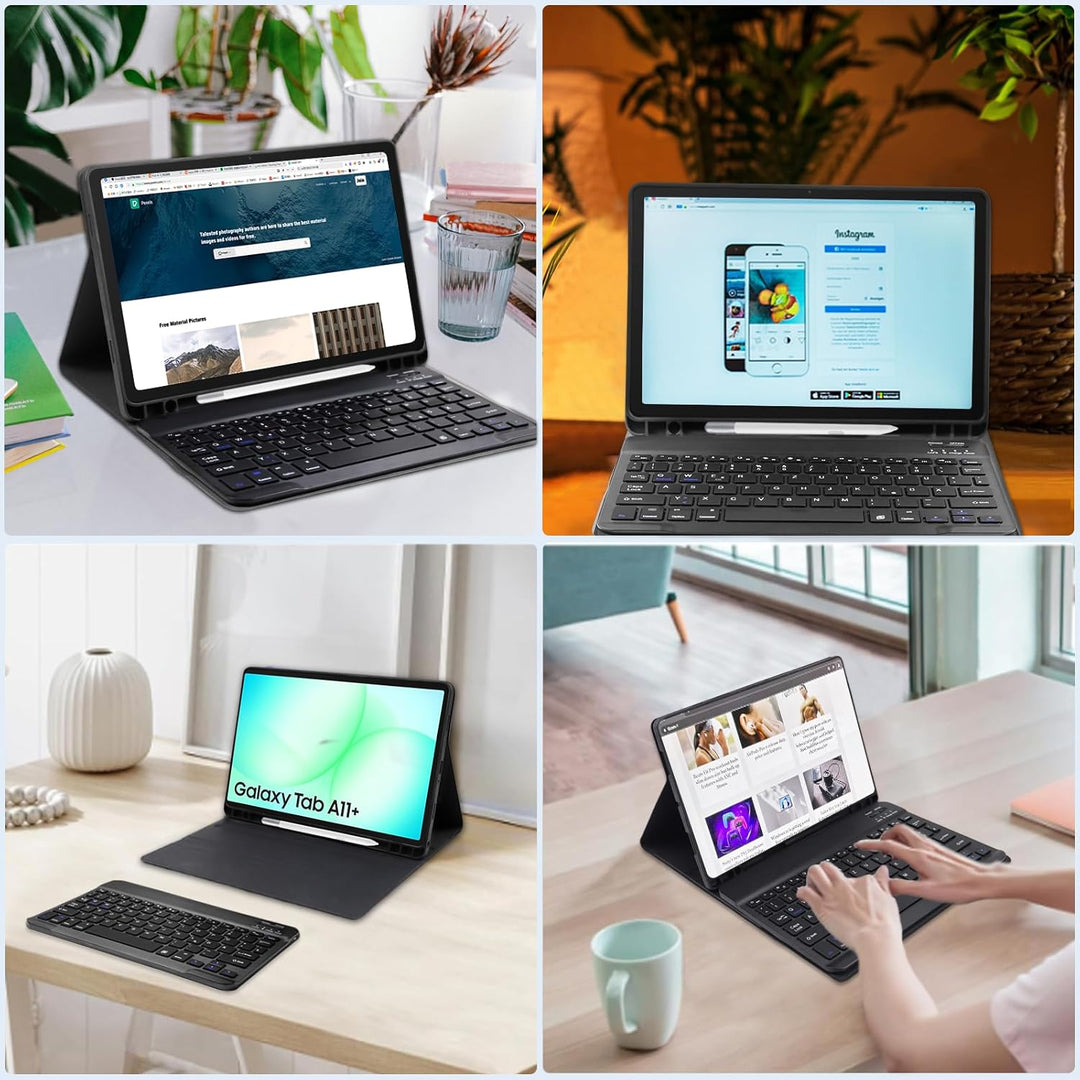 Hülle mit Tastatur für Samsung Galaxy Tab A11+ Plus 11" 2025 / Tab A9+ Plus 11 Zoll 2023,Magnetisch