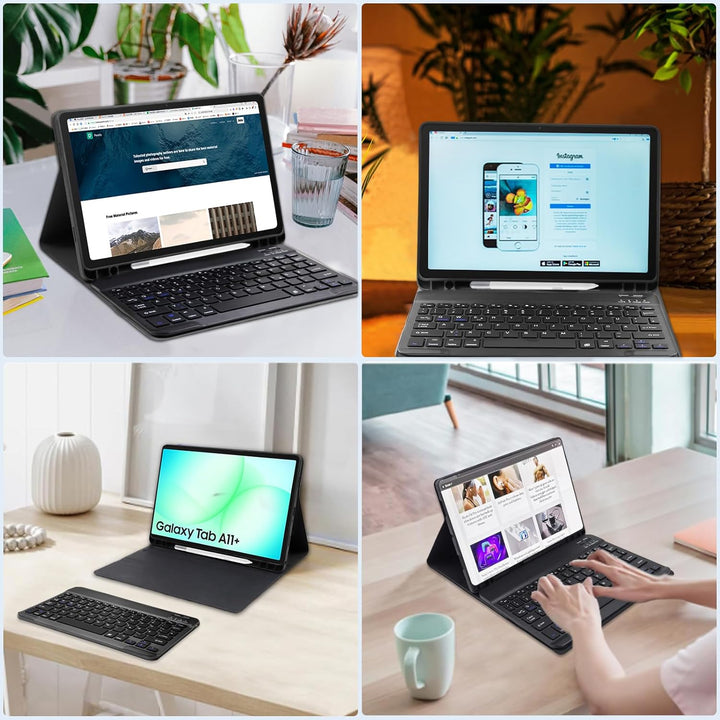 Hülle mit Tastatur für Samsung Galaxy Tab A11+ Plus 11" 2025 / Tab A9+ Plus 11 Zoll 2023,Magnetisch