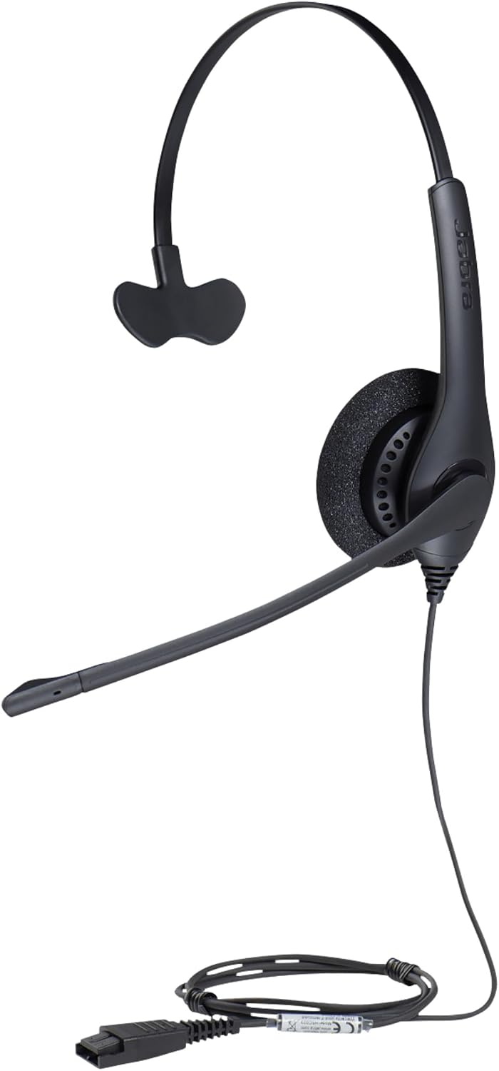 Jabra Biz 1500 Quick Disconnect On-Ear Mono Headset - Corded Headphone with Noise-cancelling Microph