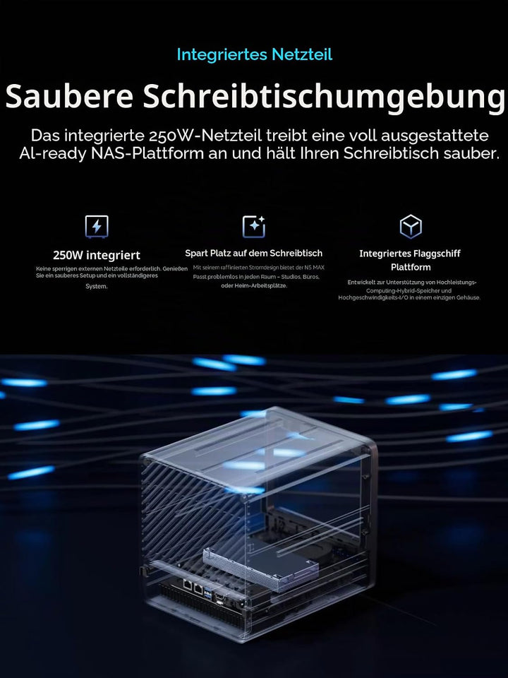 MINIS FORUM Desktop-NAS N5 MAX mit 5 Einschüben 64GB LPDDR5 128GB SSD | AMD Ryzen AI Max+ (16C/32T),