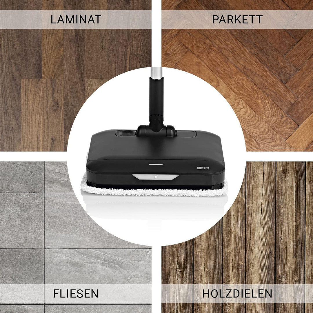 N8WERK Bodenwischer mit Vibrationsfunktion in der Midnight Black Edition | LED-Beleuchtung & 2 Mikro