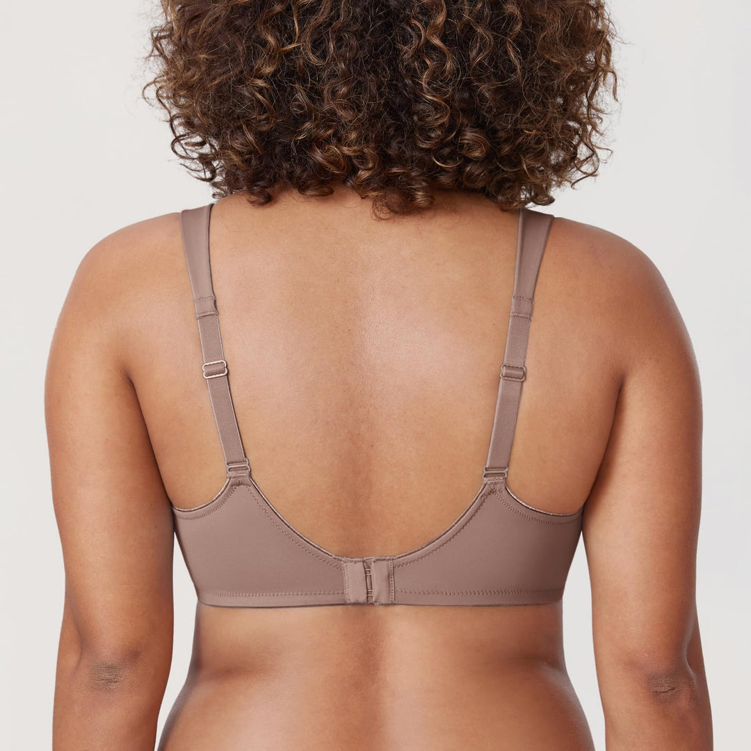 DELIMIRA Damen T-Shirt Minimizer BH mit Bügel Grosse Grössen Ohne Gepolstert 75D Braun Lila, 75D Bra