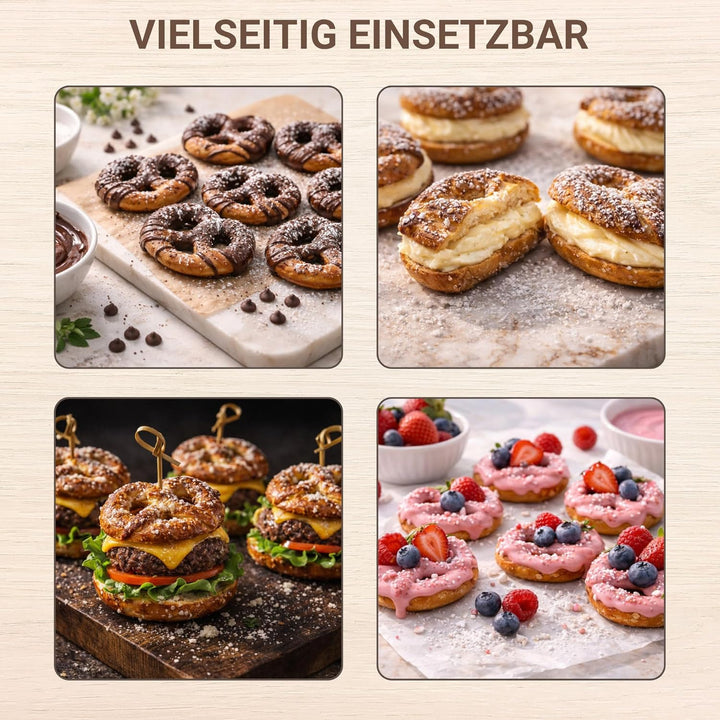 Syntrox Germany Mini Brezel Maker Chefmaker SM-1300W Mini Soft Pretzel mit herausnehmbaren Backplatt