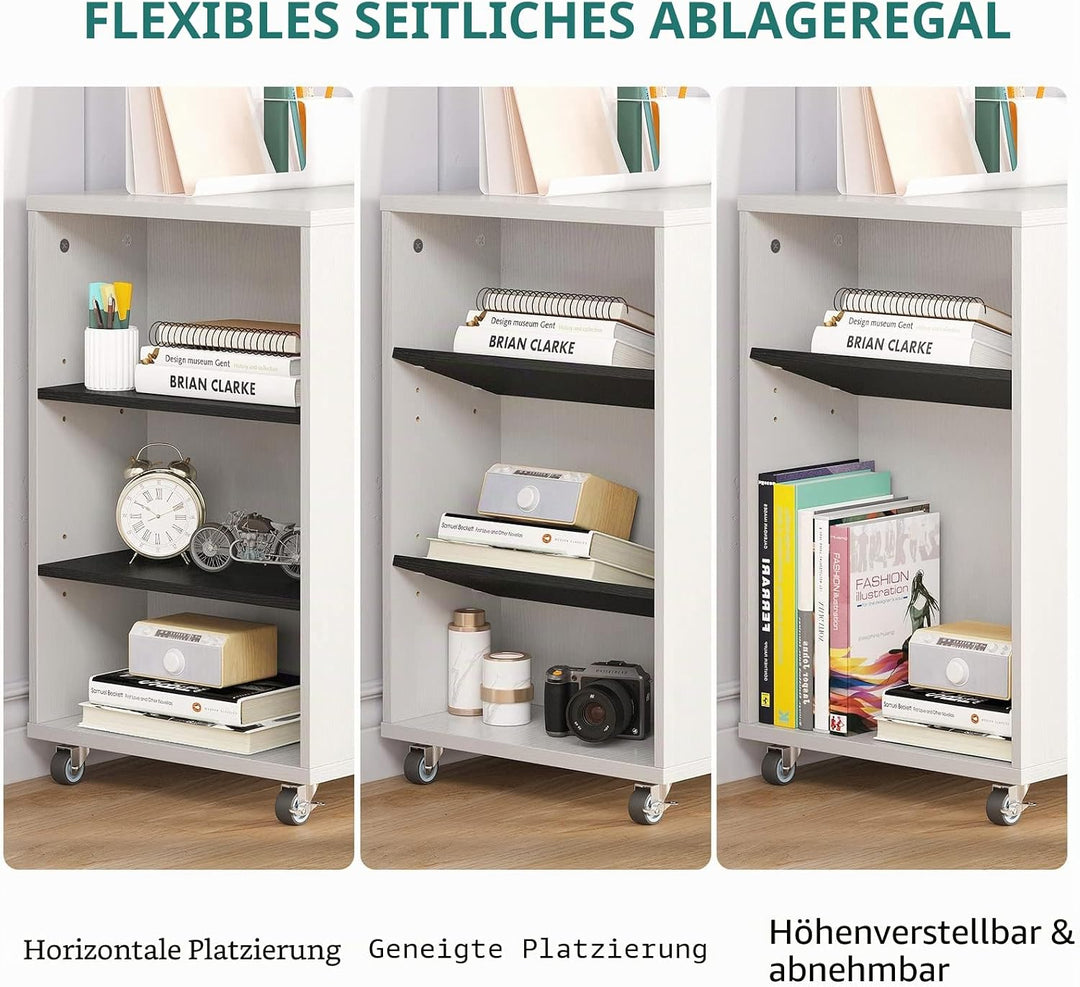 YITAHOME Rollcontainer aus Holz, Mobiler Aktenschrank, seitlicher Aufbewahrungsschrank für Schreibwa